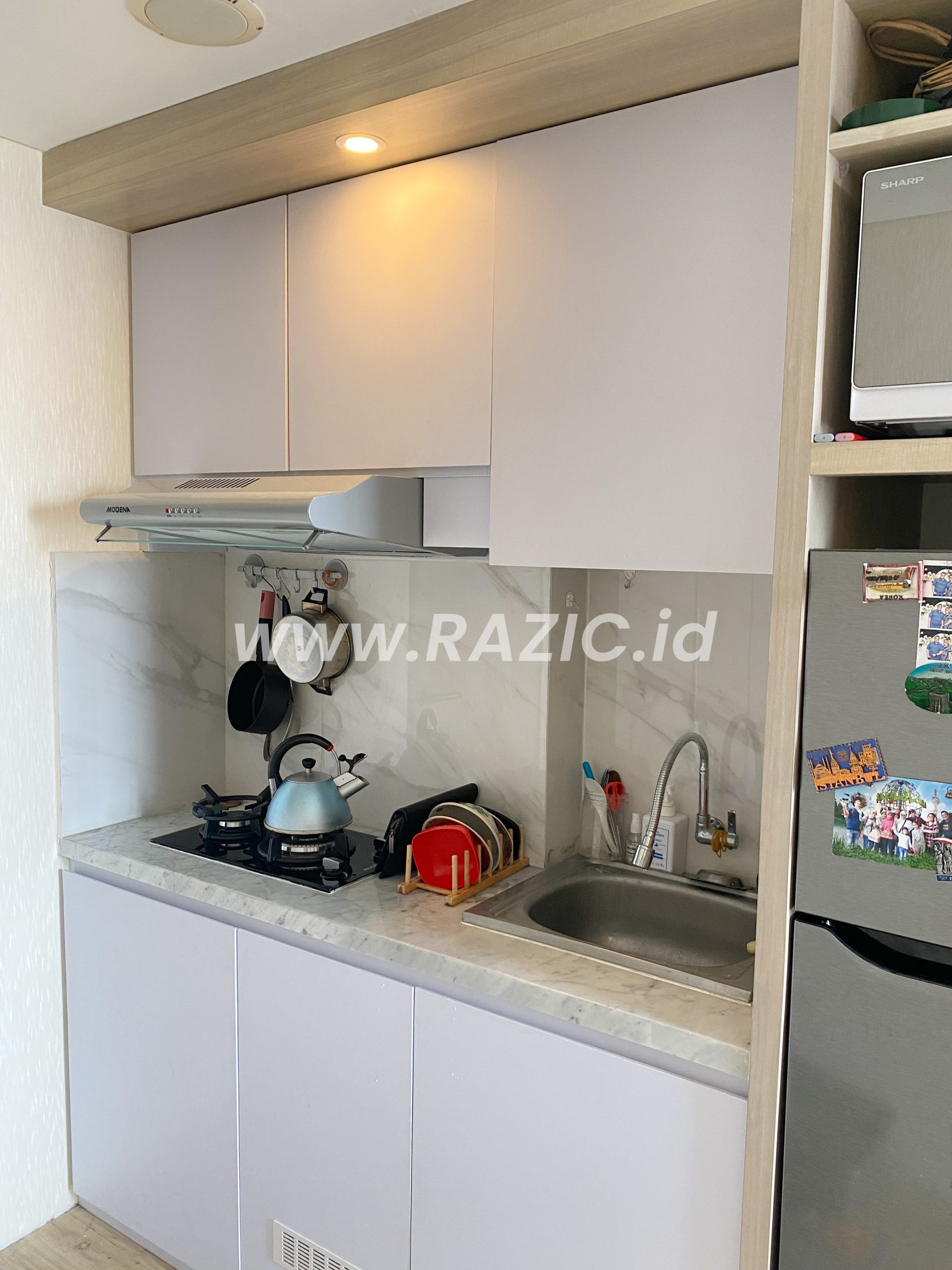 Island Kitchen Set Olymsteel Kayu Putih
