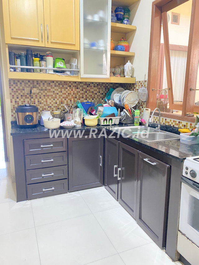 Rak Kitchen Set Atas Pink Gold Kayu Putih
